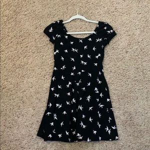 Blue Dress with bird print